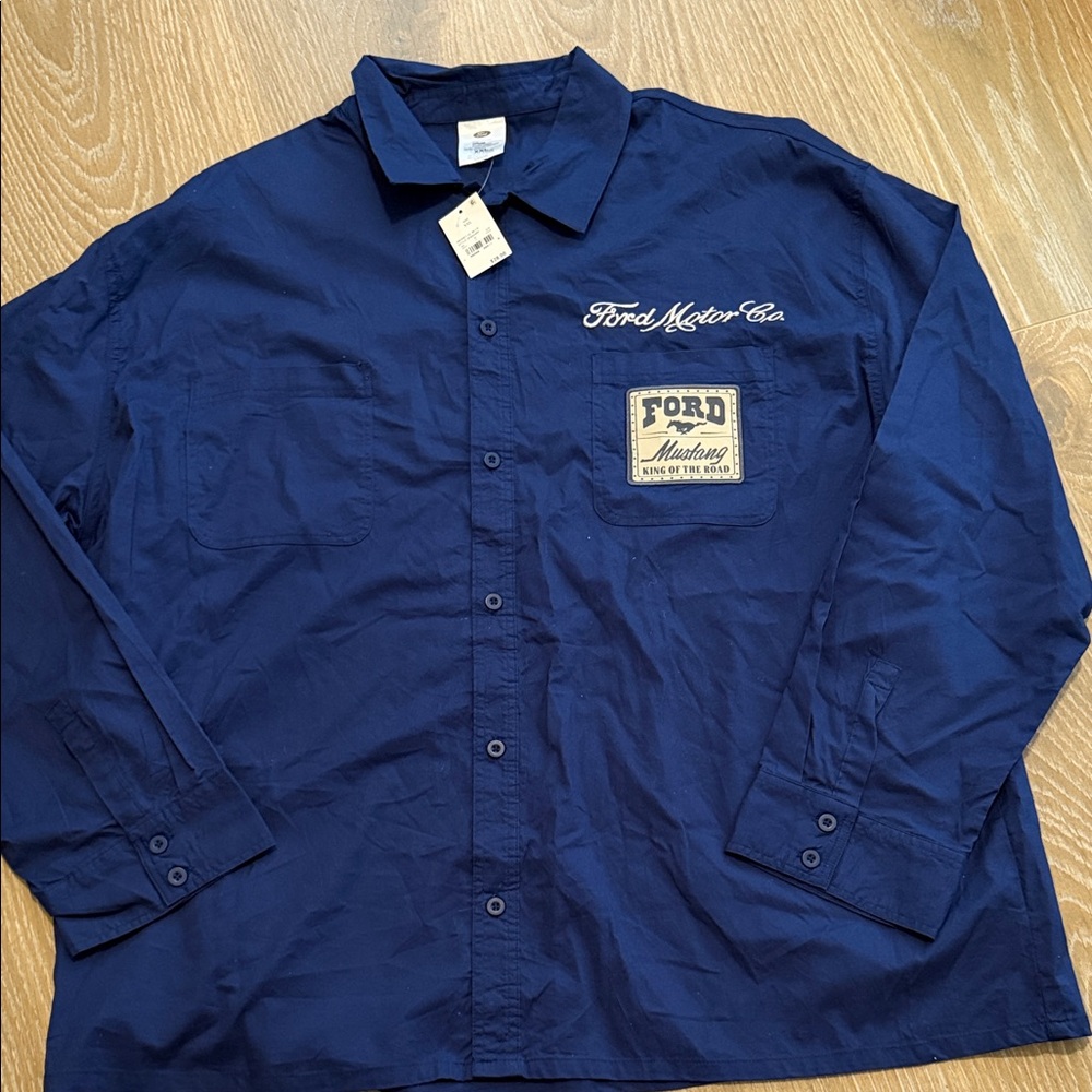 NWT Ford Embroidered Button Down Shirt XXL